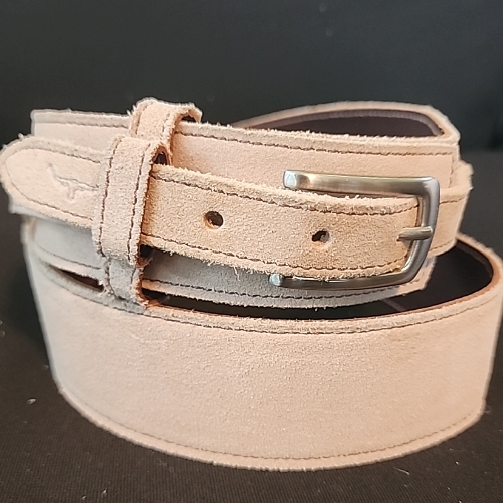 RM Williams Woman's Belt Real Cowhide Suede Size 16 Silver Tone Buckle Australia